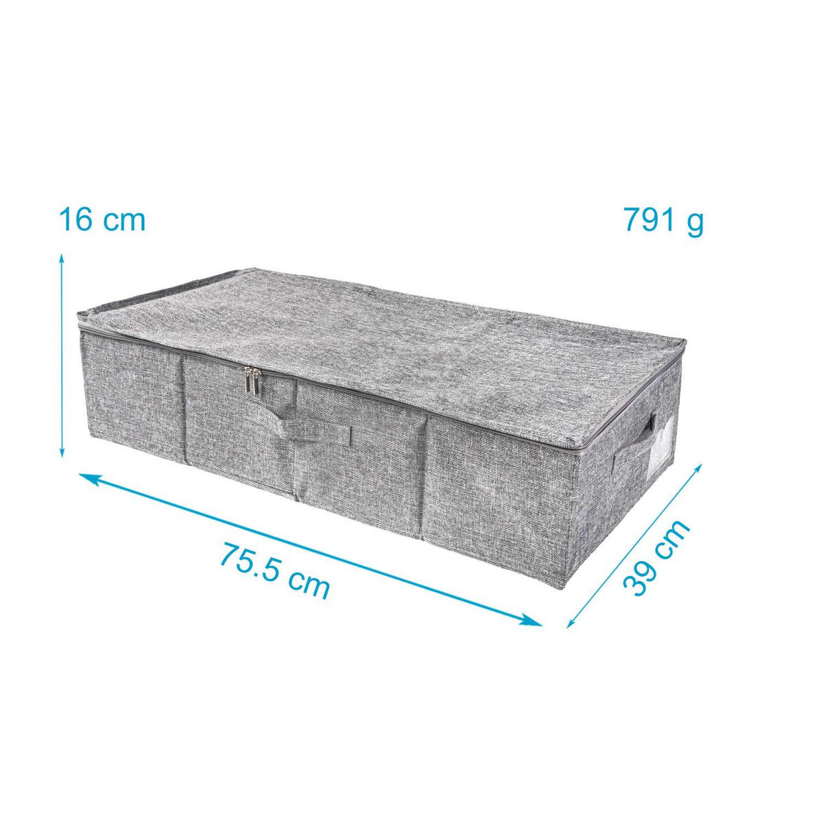 UNTERBETTKOMMODE - Grau, Textil (75.5/39/16cm)