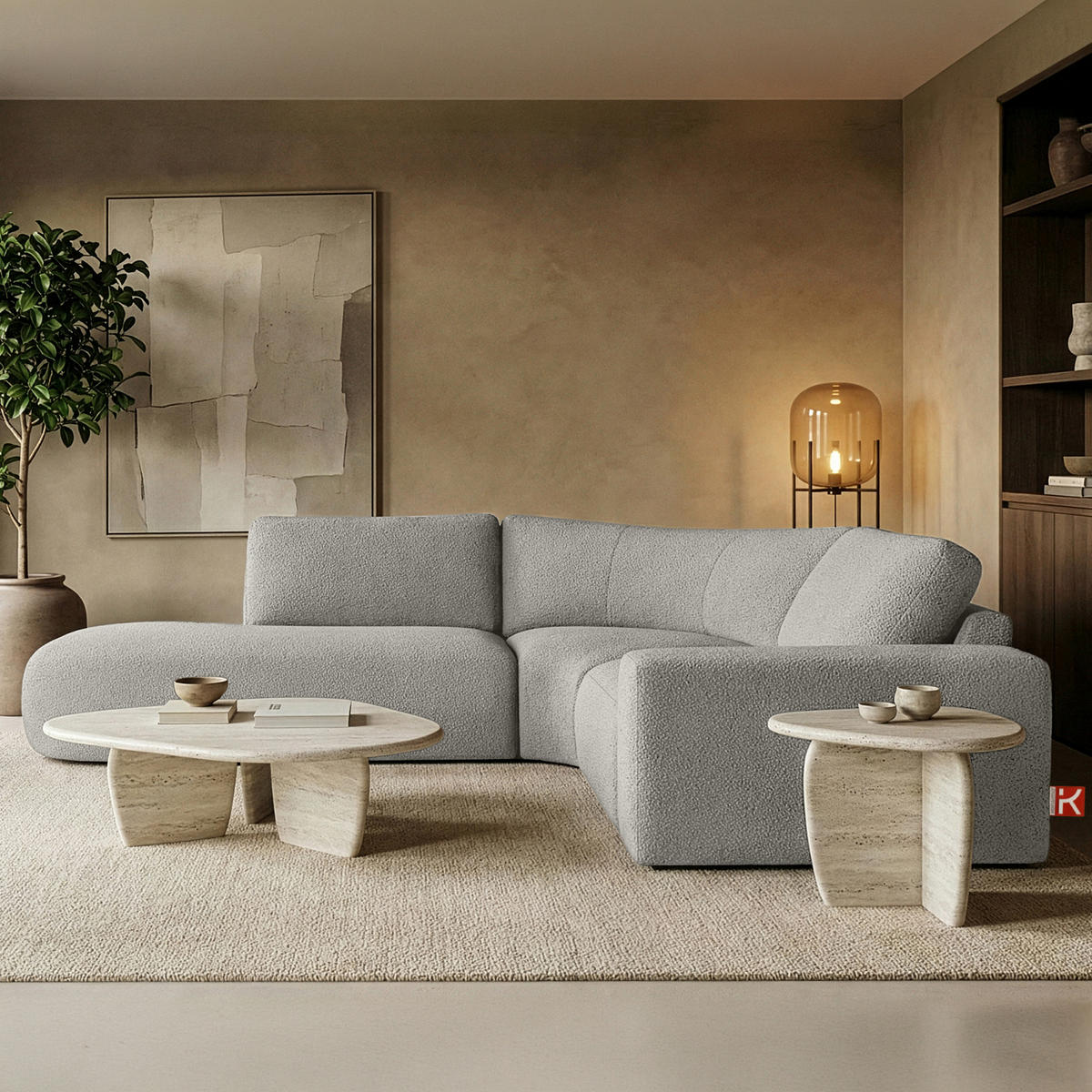 ECKSOFA LINKS ZUCCO, Hellaschgrau - Hellgrau, Holz/Holzwerkstoff (224/293cm) - KONSIMO®