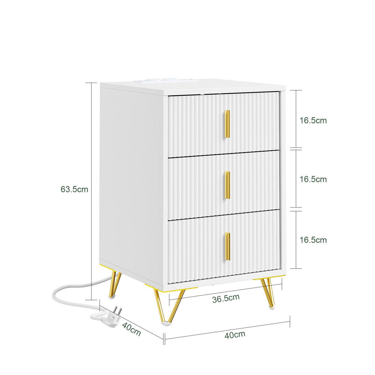 NATTBORD Vit 64x40x40cm - Vit, Träbaserade material (40/64/40cm) - SoBuy