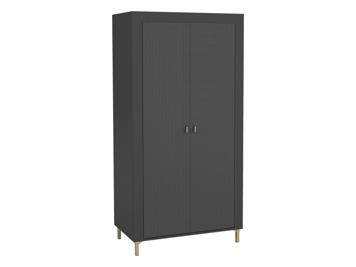 KLEIDERSCHRANK Mossa 2D MO01 - Goldfarben/Schwarz, Holzwerkstoff/Kunststoff (97/194/56cm) - MIRJAN24