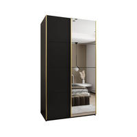 SCHWEBETÜRENSCHRANK 245,5/140/64 2-türig - Goldfarben/Schwarz, Holz/Metall (140/245/64cm) - Abiks Möbel