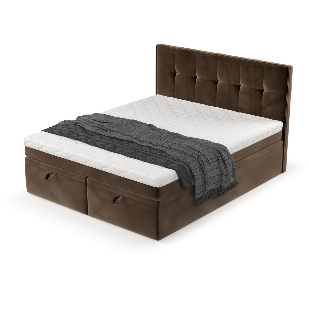 BOXBETT Arivo 140/200 cm Braun im Kronos Stoff - Schwarz/Braun, Holz/Holzwerkstoff (140/200cm) - AltaBeds