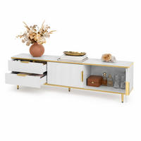 TV-LOWBOARD aus MDF und Spanplatte 170x37x45 cm Weiß und Gold mit Stauraum - Weiß, Holzwerkstoff (170/45/37cm) - IVMEU