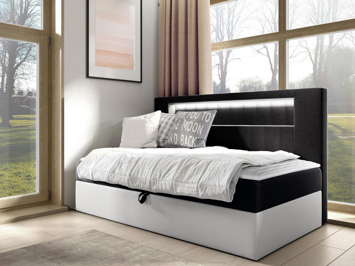 BOXBETT Gold Junior 2 - Schwarz/Weiß, Holz (80/200cm) - MIRJAN24
