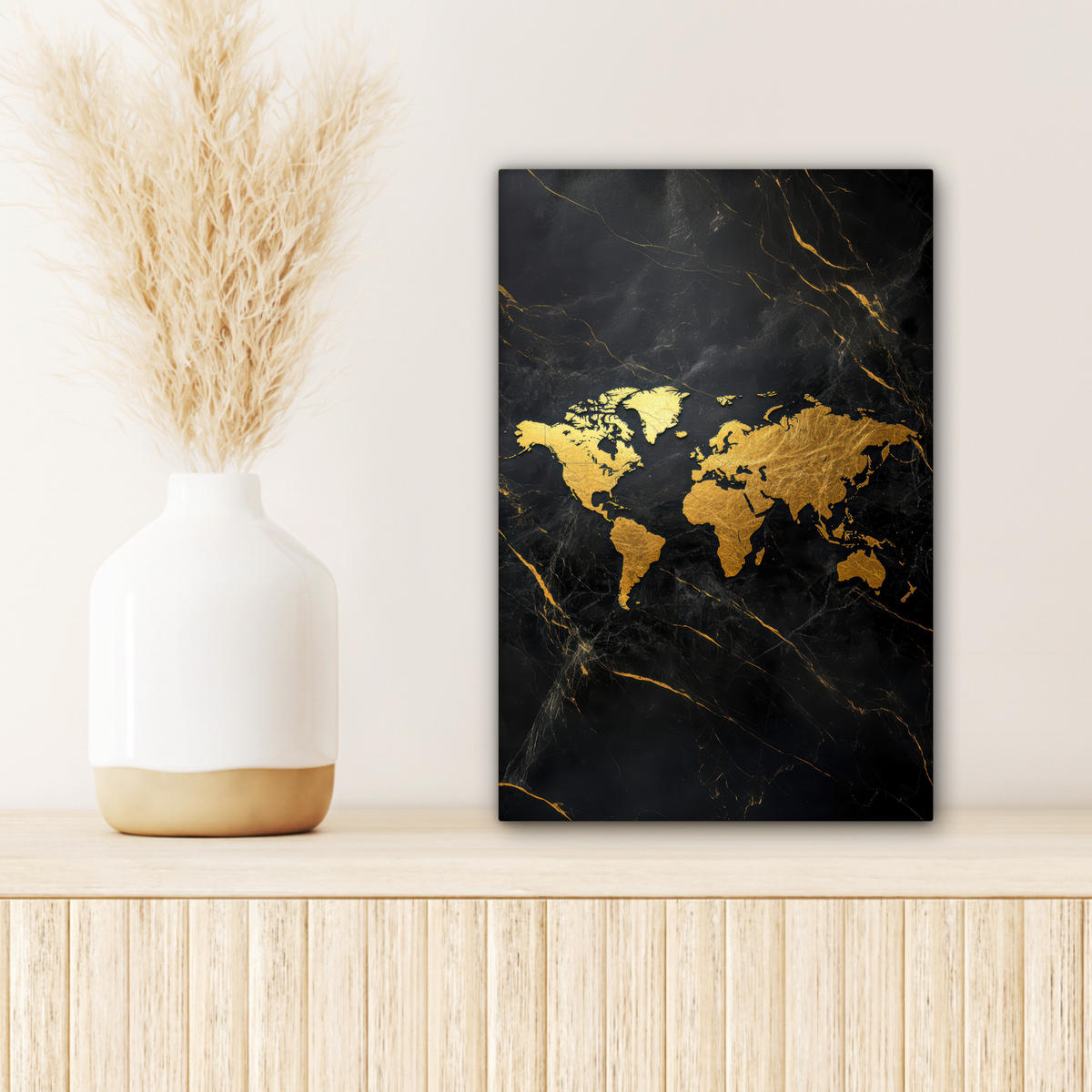 LEINWANDBILD Weltkarte - Gold - Marmor 20x30 cm - Goldfarben, Textil (20/30cm) - MuchoWow
