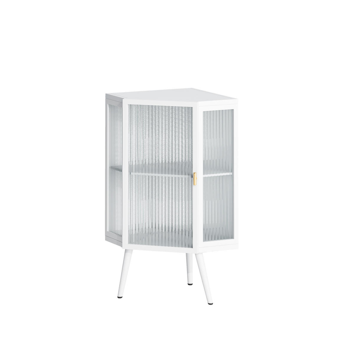 BAD-ECKSCHRANK Weiß, Glastür & 2 Ablagen, 56 x 42,5 x 80 cm - Weiß, Metall (56/80/42.5cm) - Urban Meuble