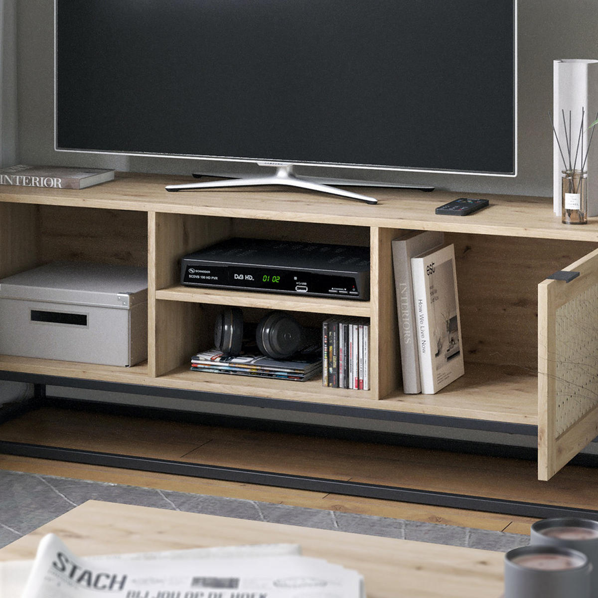 LOWBOARD Natal Sonoma 140 x 52.5 cm mit 2 Türen - Sonoma Eiche, Holzwerkstoff (140/52.5/40cm) - Vicco