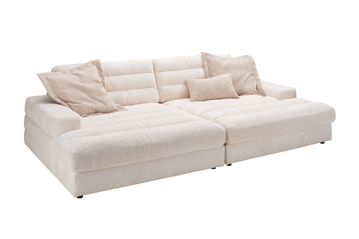 BIG SOFA LANA Weiß Webstoff - Schwarz/Weiß, Textil (296/83/178cm) - KAWOLA