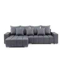ECKSOFA Piano L Links mit Schlaffunktion 137x234 Velours Dunkelgrau - Dunkelgrau/Silberfarben, Holz/Textil (278/178cm) - Muffo