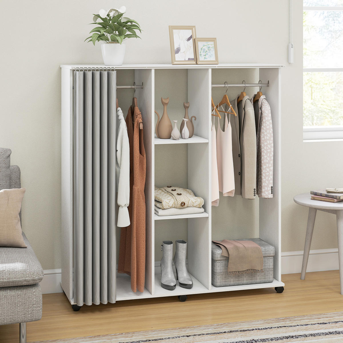 KLEIDERSCHRANK DE-17208 Weiß - Weiß, Holzwerkstoff (40/128/120cm) - ComfortXL