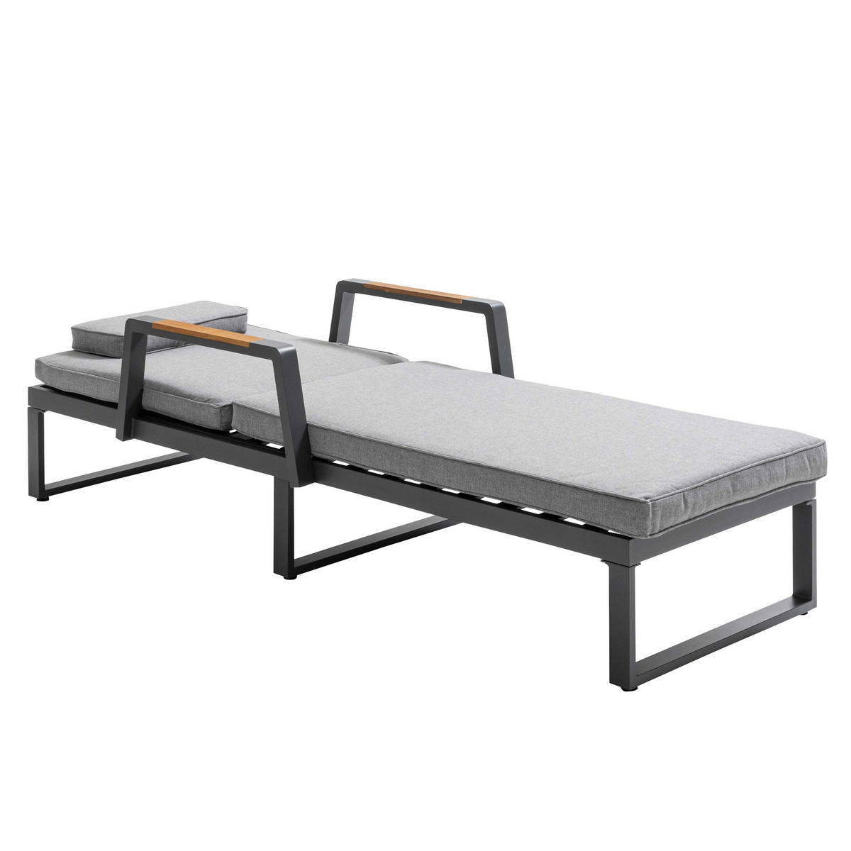 SONNENLIEGE, Schwarz - Schwarz, Holzwerkstoff (75.5/83/196cm) - Oviala