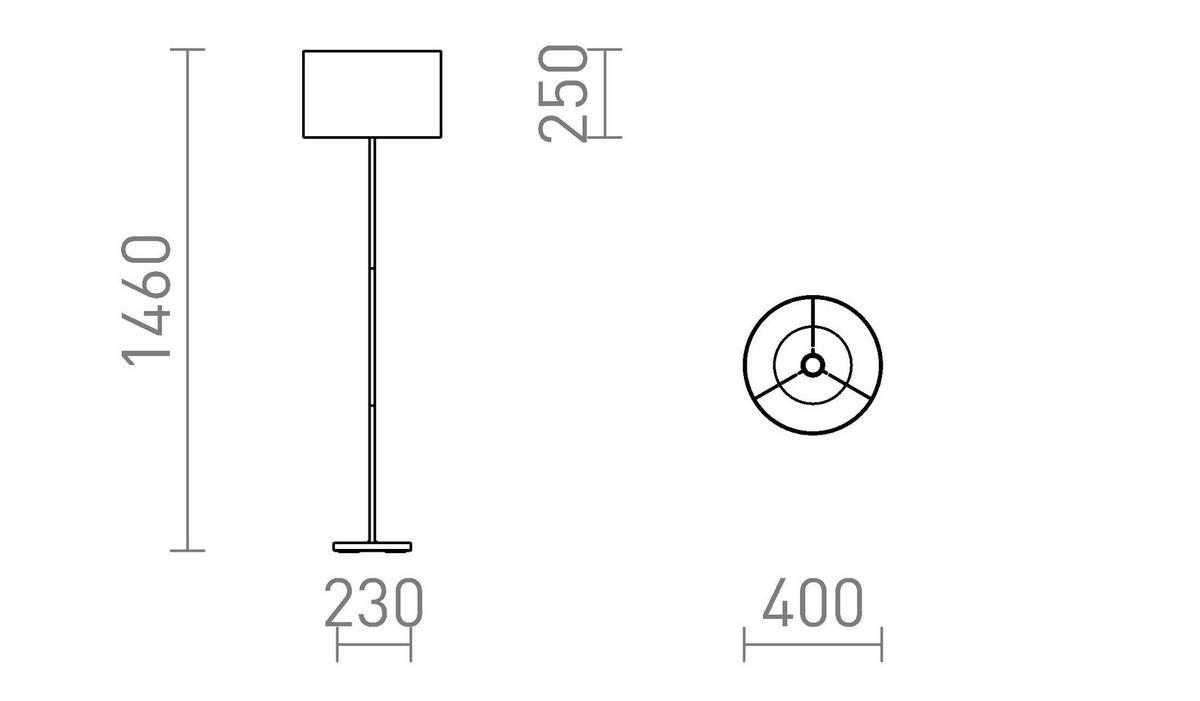 STEHLEUCHTE NYC/RON 40/25 Chintz Hellgrau 15 W - Grau, Textil (40/40/147cm) - Rendl