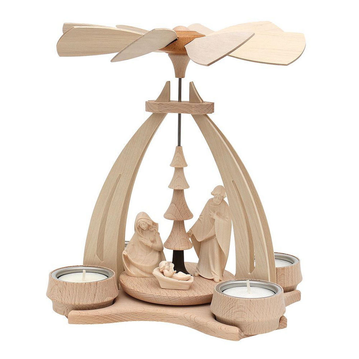 TISCH-PYRAMIDE Heilige Familie 14/18/24 cm - Multicolor, Holz (0.1/24/0.1cm) - Dekoteam24