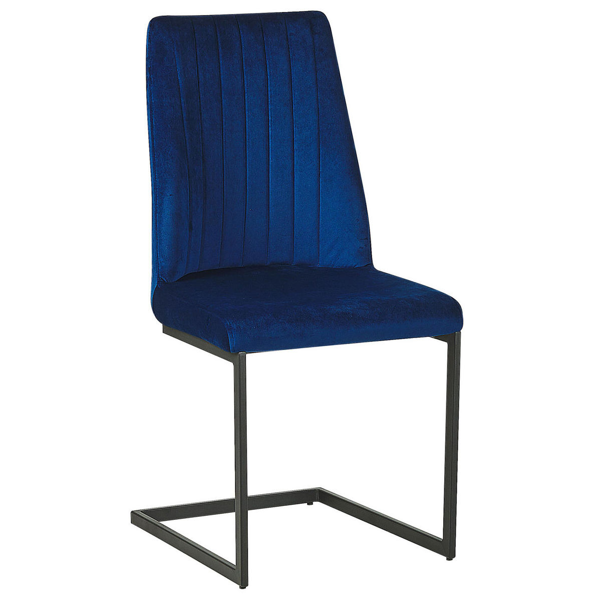 ESSZIMMERSTUHL 2er-Set Samtstoff Blau Lavonia - Blau, Textil/Metall (47/95/50cm) - Beliani