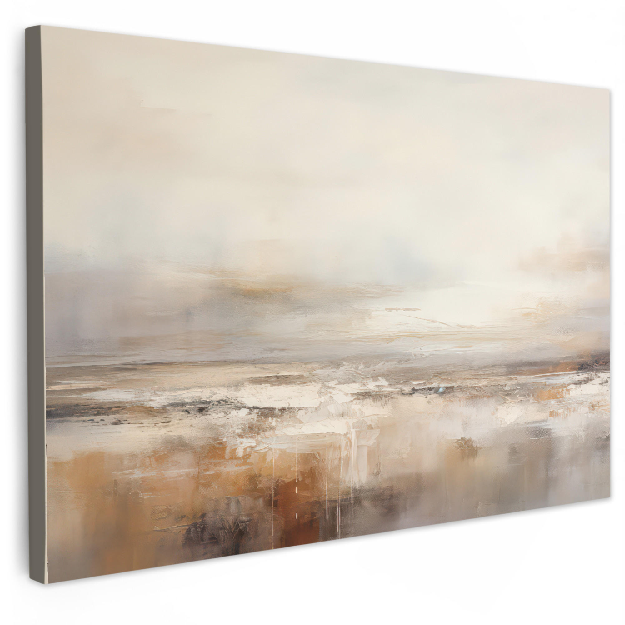 LEINWANDBILD Kunst - Industriell - Grau - Braun - Abstrakt XXL 150x100 cm - Sandfarben, Textil (150/100cm) - MuchoWow