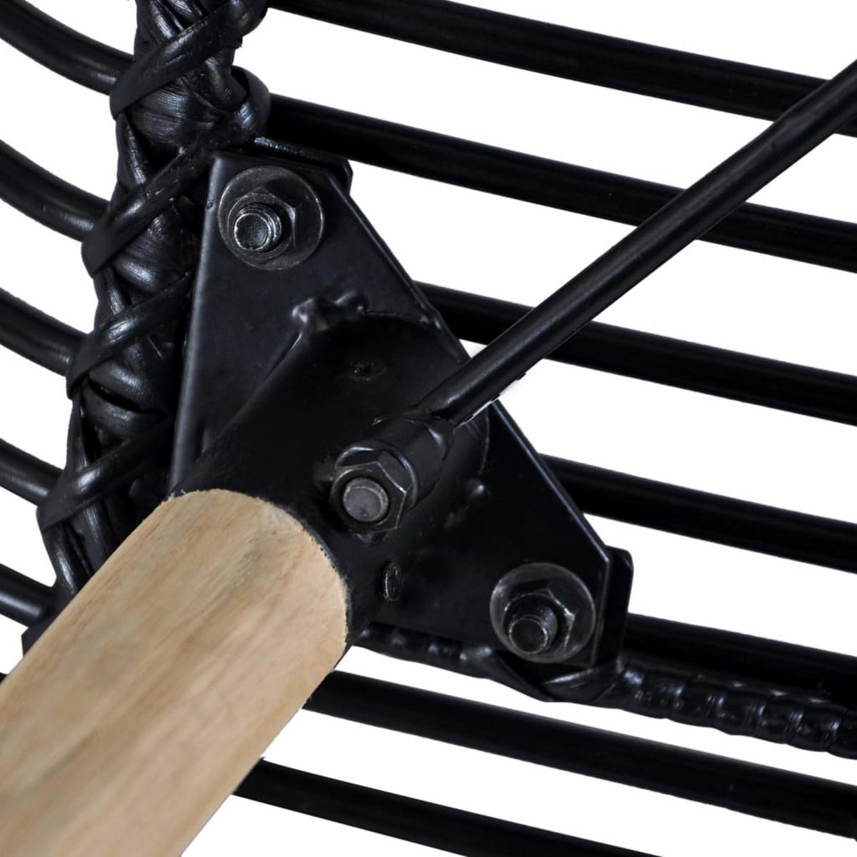 ESSZIMMERSTÜHLE 4 Stk. Schwarz Natur Rattan 48*64*85cm - Schwarz, Holz (48/85/64cm) - ZMH