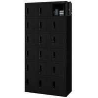 SCHLIESSFACHSCHRANK Spind BERN 18 Fächer185x90x40cm Schwarz - Schwarz, Metall (90/185/40cm) - DELUKE