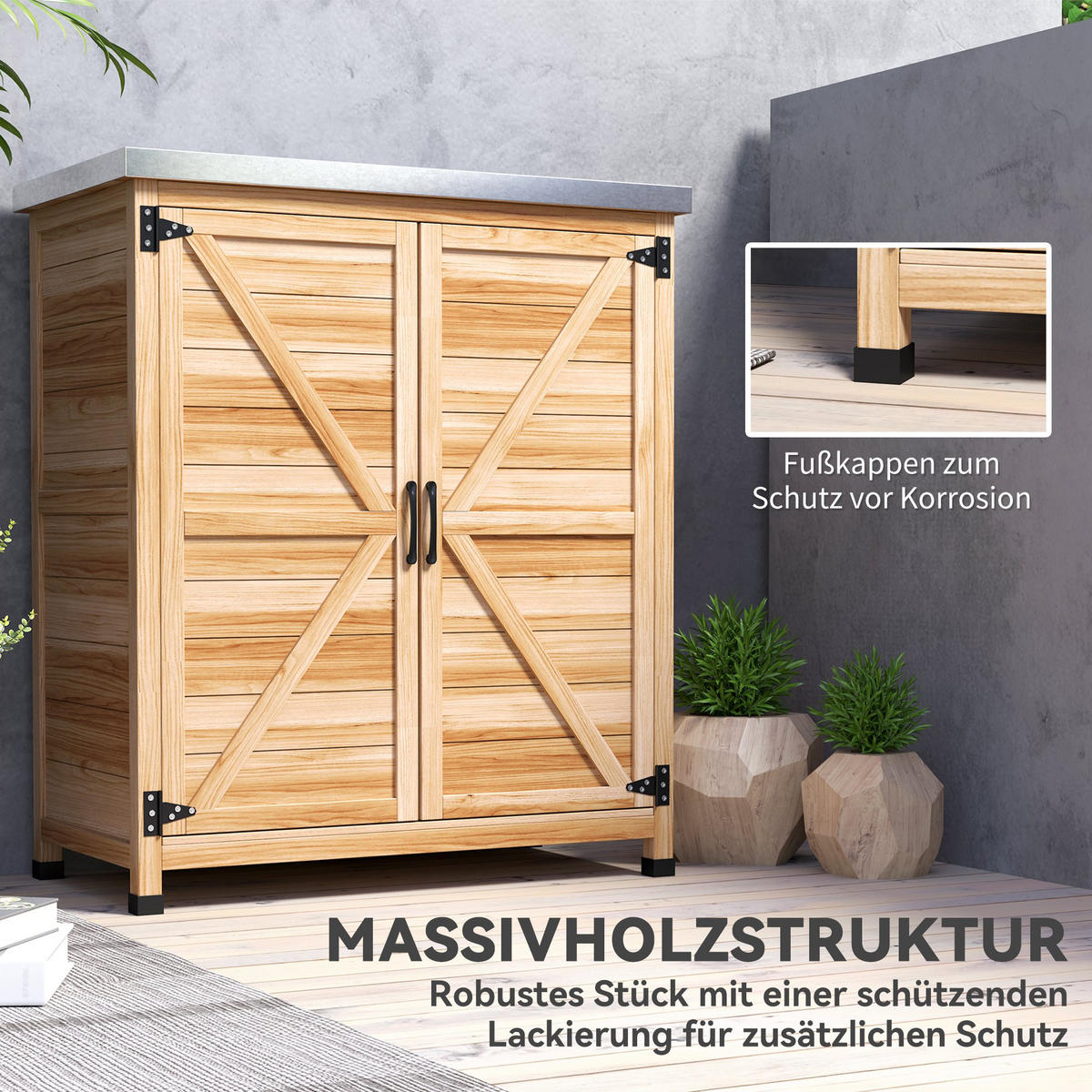 GARTENSCHRANK DE-09246 Natur - Naturfarben, Holz (43/92/79cm) - ComfortXL