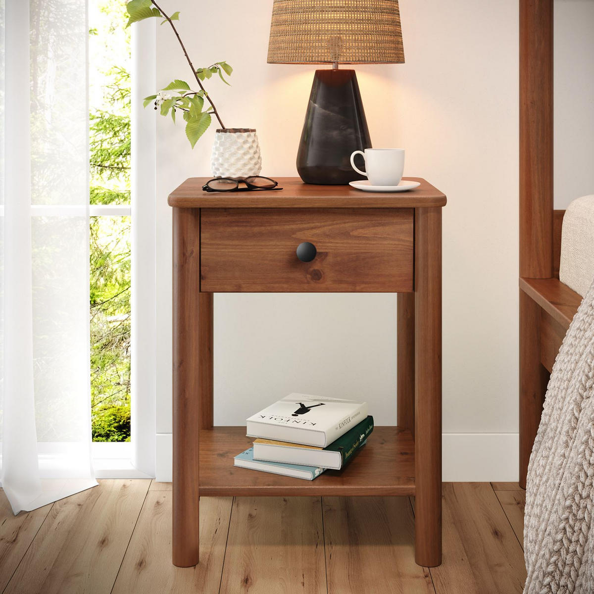 NACHTTISCH APOANA Kastanie - Kastanienfarben, Holz (45/55/35cm) - IDIMEX