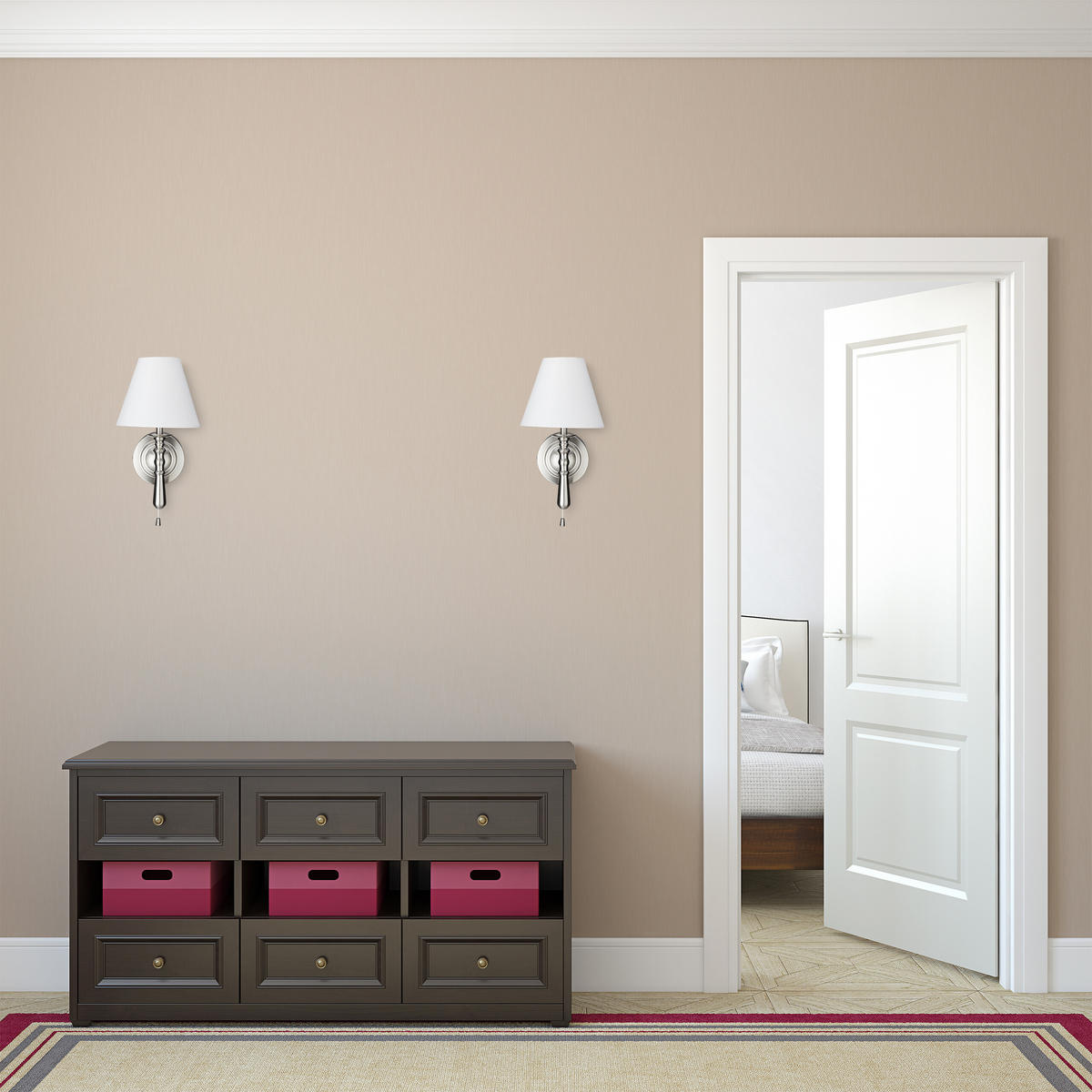 2XWANDLAMPE - Weiß, Textil/Metall (16/28/19cm) - Relaxdays