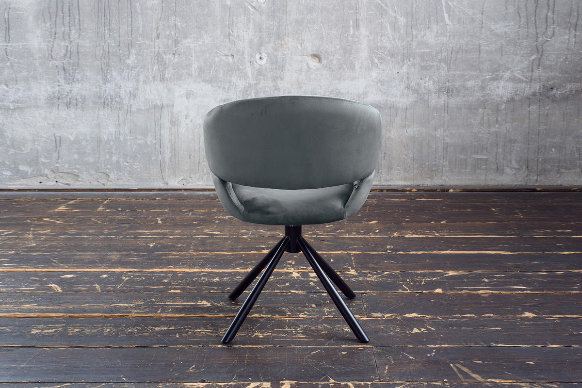 ESSZIMMERSTUHL LARA Grau Velvet - Schwarz/Grau, Kunststoff/Textil (61/82/62cm) - KAWOLA