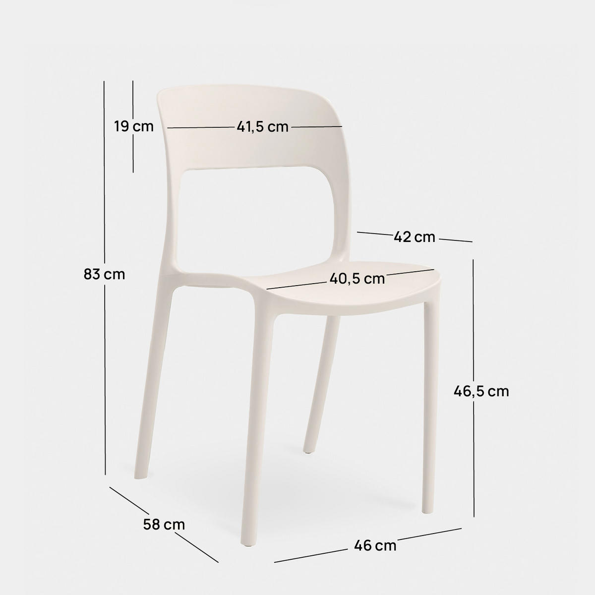 GARTENSTUHL Klint Beige 46 cm x 83 cm 4er-Set - Beige, Kunststoff (46/83/58cm) - Klast Home