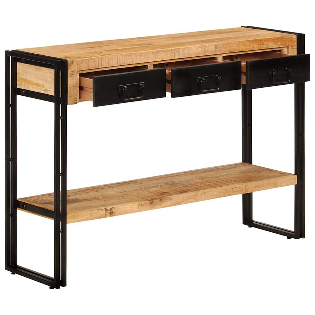 KONSOLENTISCH 110/30/76 Cm Massivholz Mango - Schwarz, Holz (110/30/76cm) - vidaXL