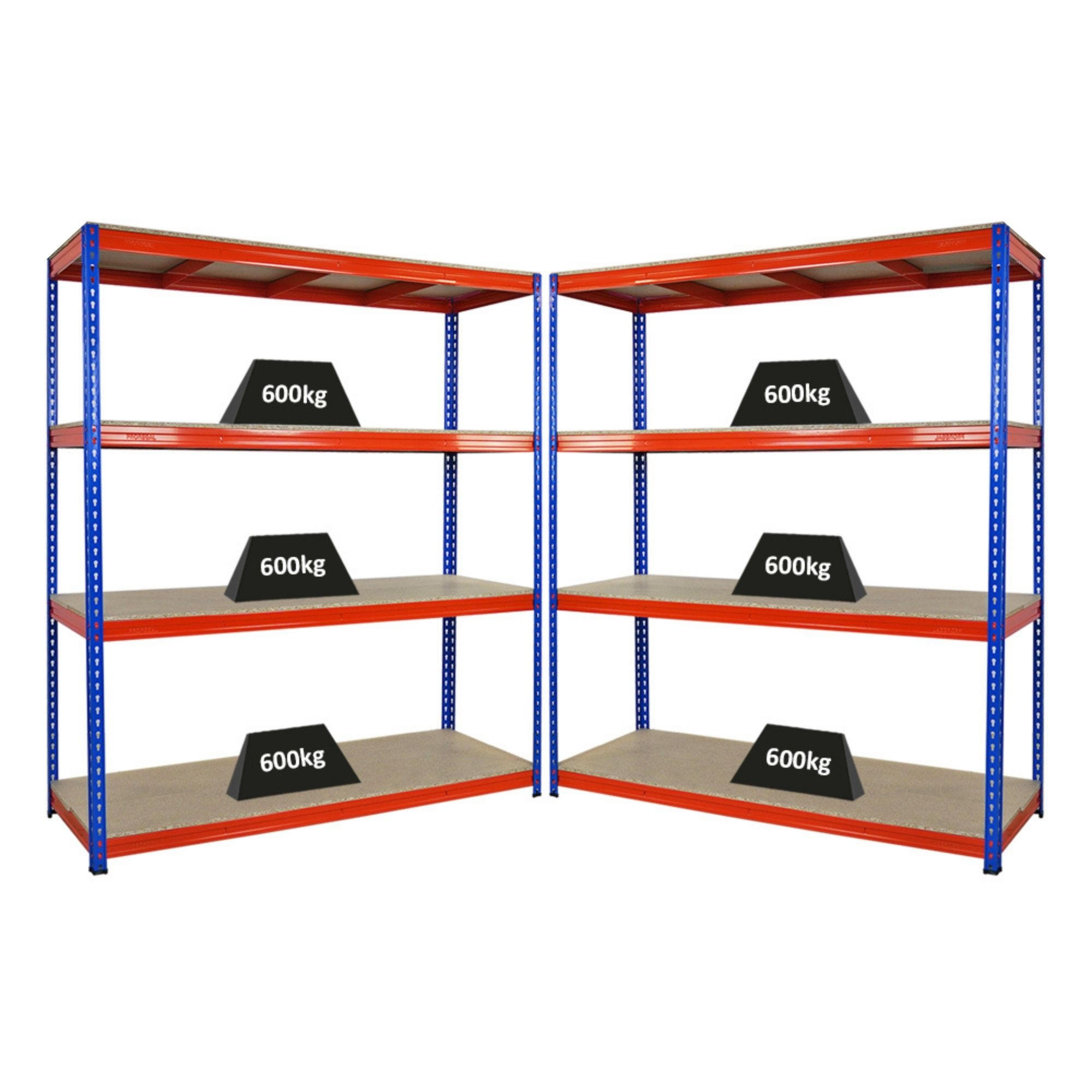 SCHWERLASTREGAL Bison 2er-Set mit 2x 200x180x60 cm 4 Fachböden Fachlast 600 kg Blau-Orange - Orange, Metall (360/200/60cm) - PROREGAL