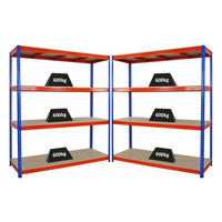 SCHWERLASTREGAL Bison 2er-Set mit 2x 200x180x60 cm 4 Fachböden Fachlast 600 kg Blau-Orange - Orange, Metall (360/200/60cm) - PROREGAL