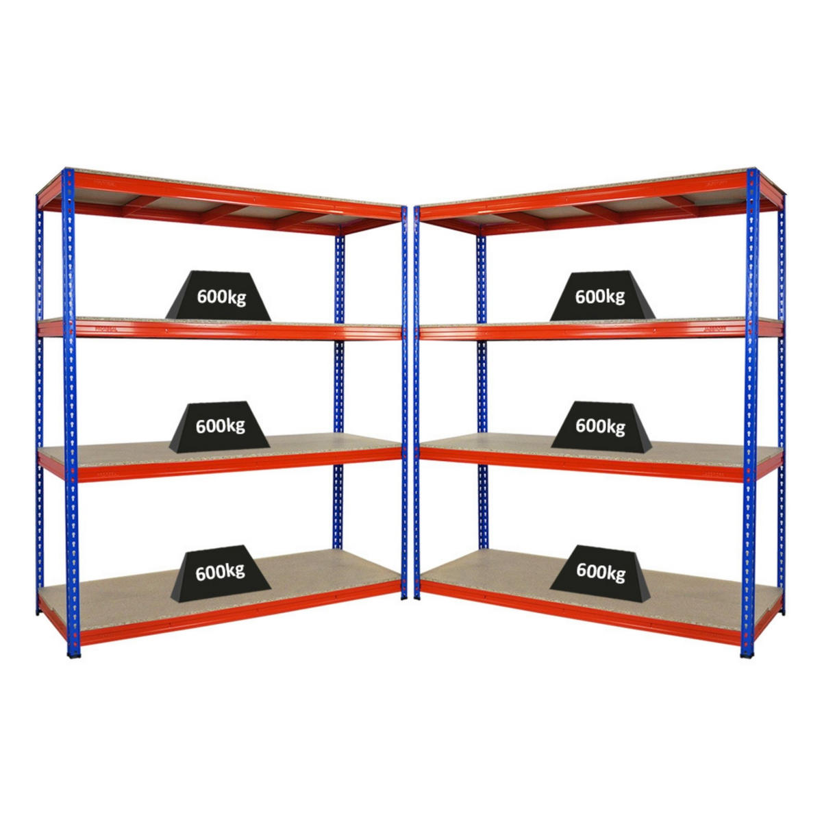 SCHWERLASTREGAL Bison 2er-Set mit 2x 200x180x60 cm 4 Fachböden Fachlast 600 kg Blau-Orange - Orange, Metall (360/200/60cm) - PROREGAL