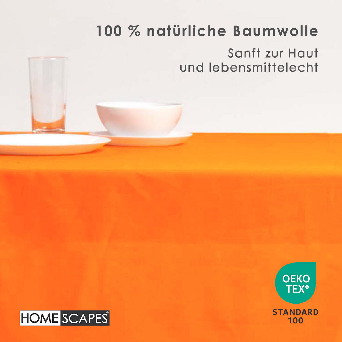 TISCHDECKE orange 137/228 cm, 100% Baumwolle - Orange, Textil (137/228cm) - Homescapes