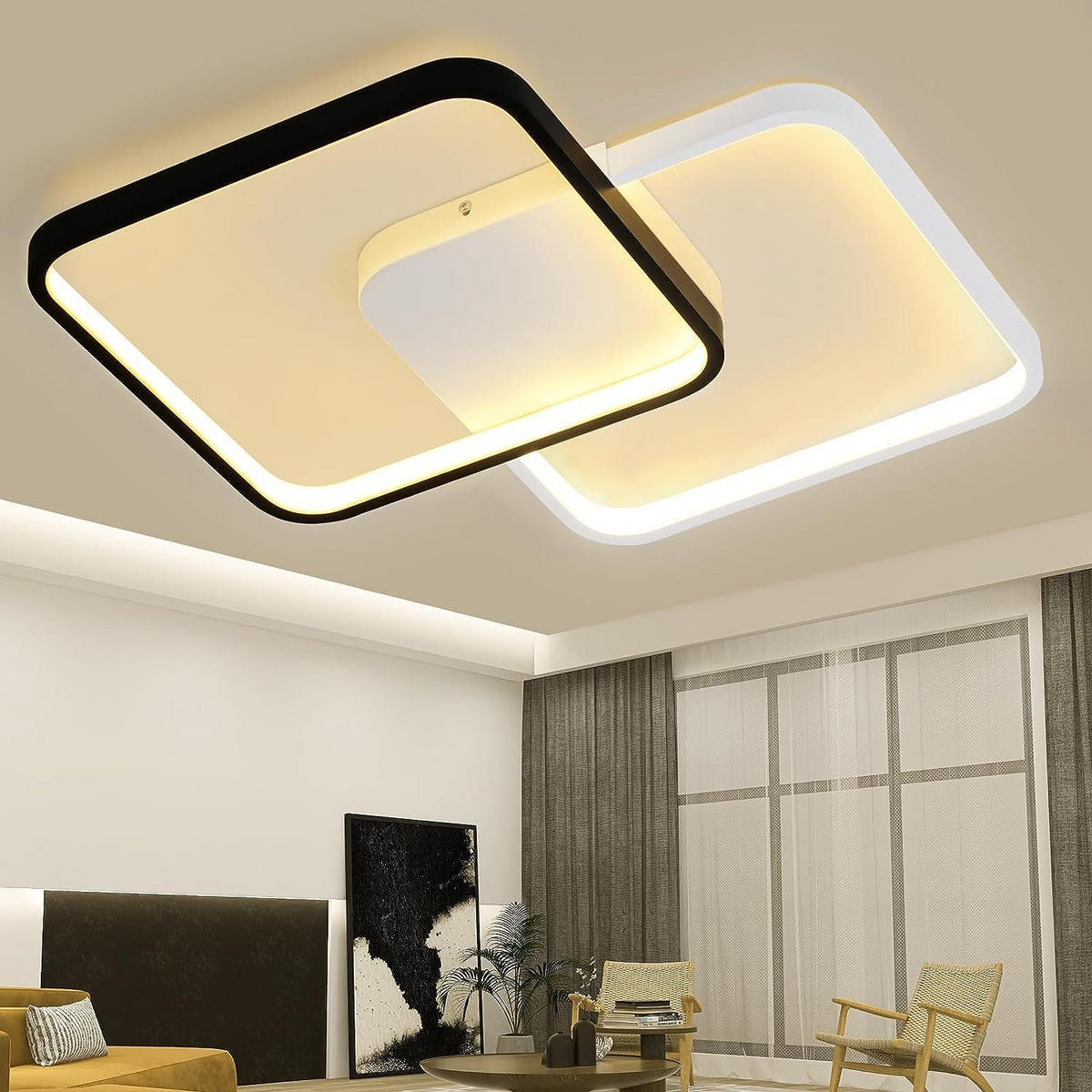 LED-DECKENLEUCHTE Nils 43/43/4.5 cm - Schwarz, Metall (30/4.5/30cm) - ZMH