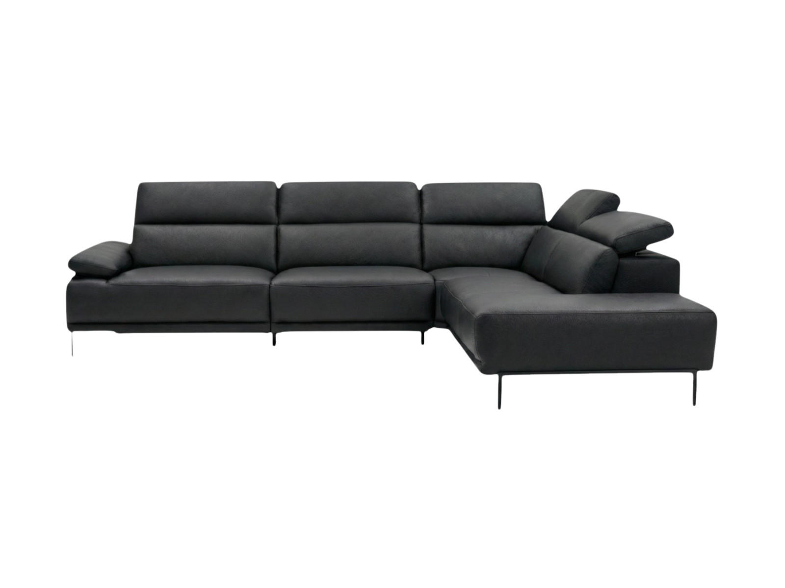 ECKSOFA Fiesta Echtleder Schwarz - Schwarz, Leder/Metall (282/220cm)