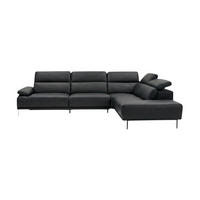 ECKSOFA Fiesta Echtleder Schwarz - Schwarz, Leder/Metall (282/220cm)