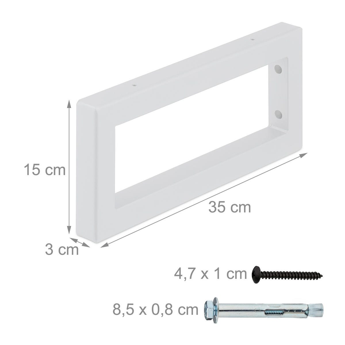 2XWANDKONSOLE - Weiß, Metall (35/3/15cm) - Relaxdays