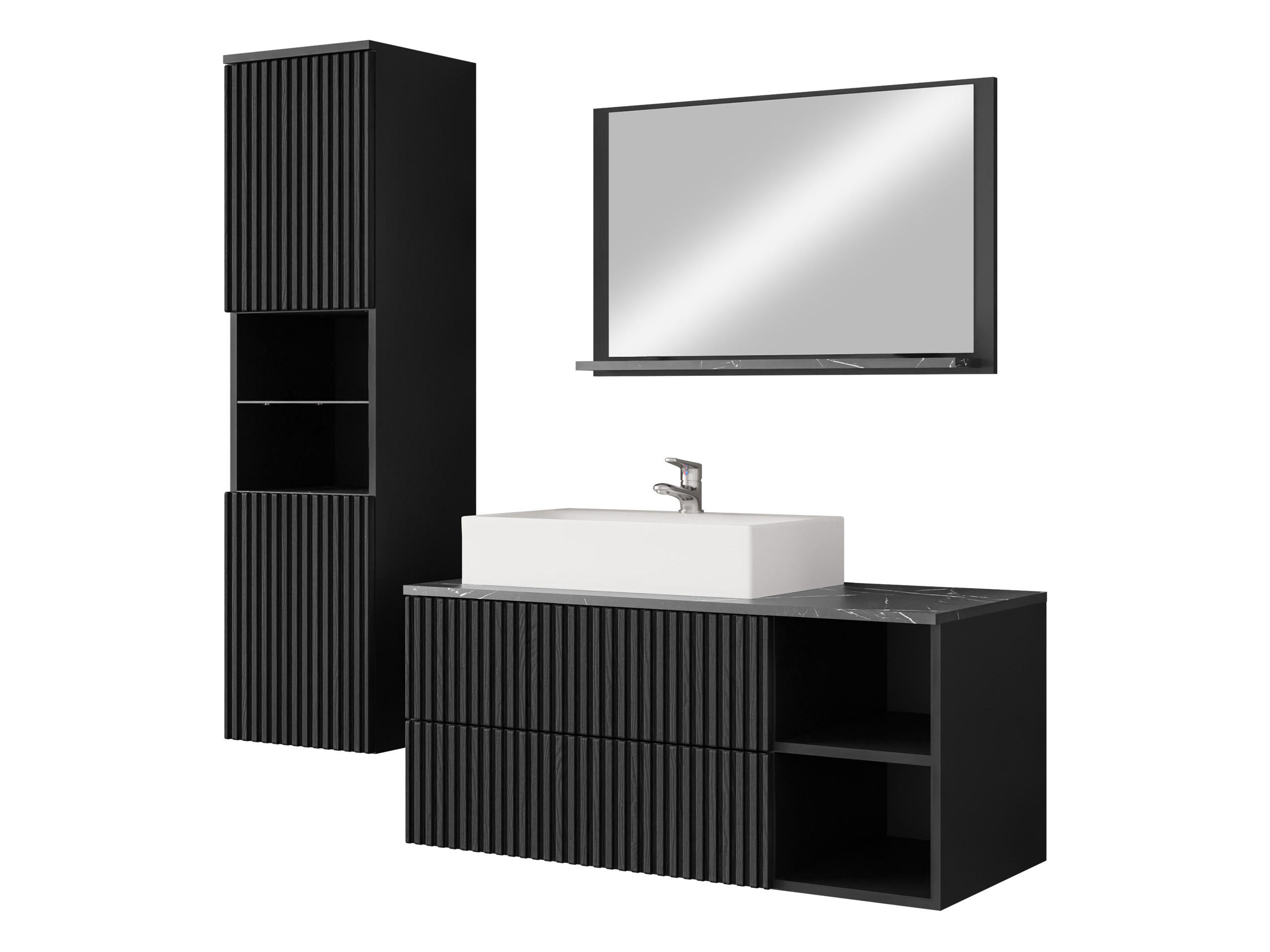 BADMÖBEL-SET Kertos Rillen II - Schwarz, Holzwerkstoff (100/57/45cm) - MIRJAN24
