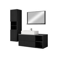 BADMÖBEL-SET Kertos Rillen II - Schwarz, Holzwerkstoff (100/57/45cm) - MIRJAN24