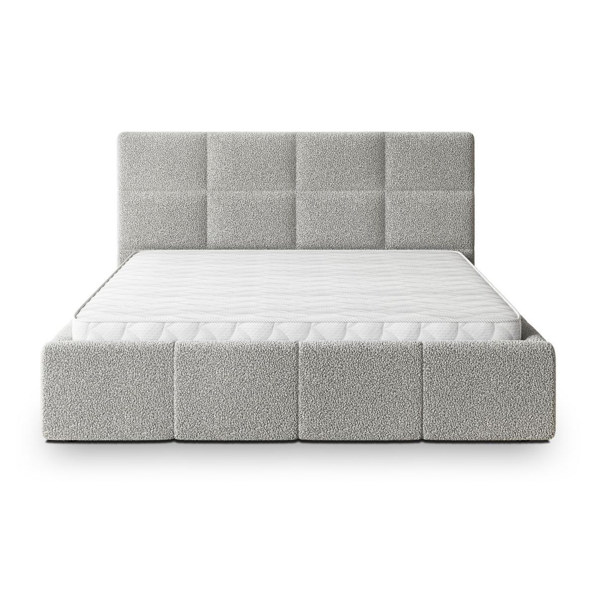 POLSTERBETT COMO Q 120x200 cm mit Bettkästen - Hellgrau - Hellgrau, Holz/Textil - MASSENO