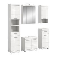 BADKOMBINATION 4tlg. Scout Bad in weiß Nachbildung und weiß hochglanz B/H/T: 164x191x34 cm - Weiß, Holz (164/191/34cm)