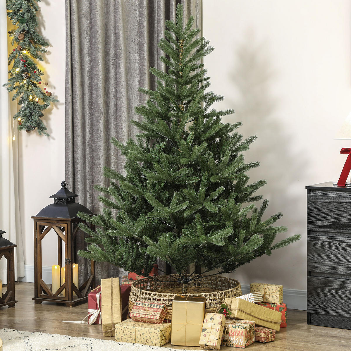 WEIHNACHTSBAUM künstlich 180cm Christbaum mit dichten Zweigen Metallständer - Grün, Kunststoff (180cm) - HOMCOM