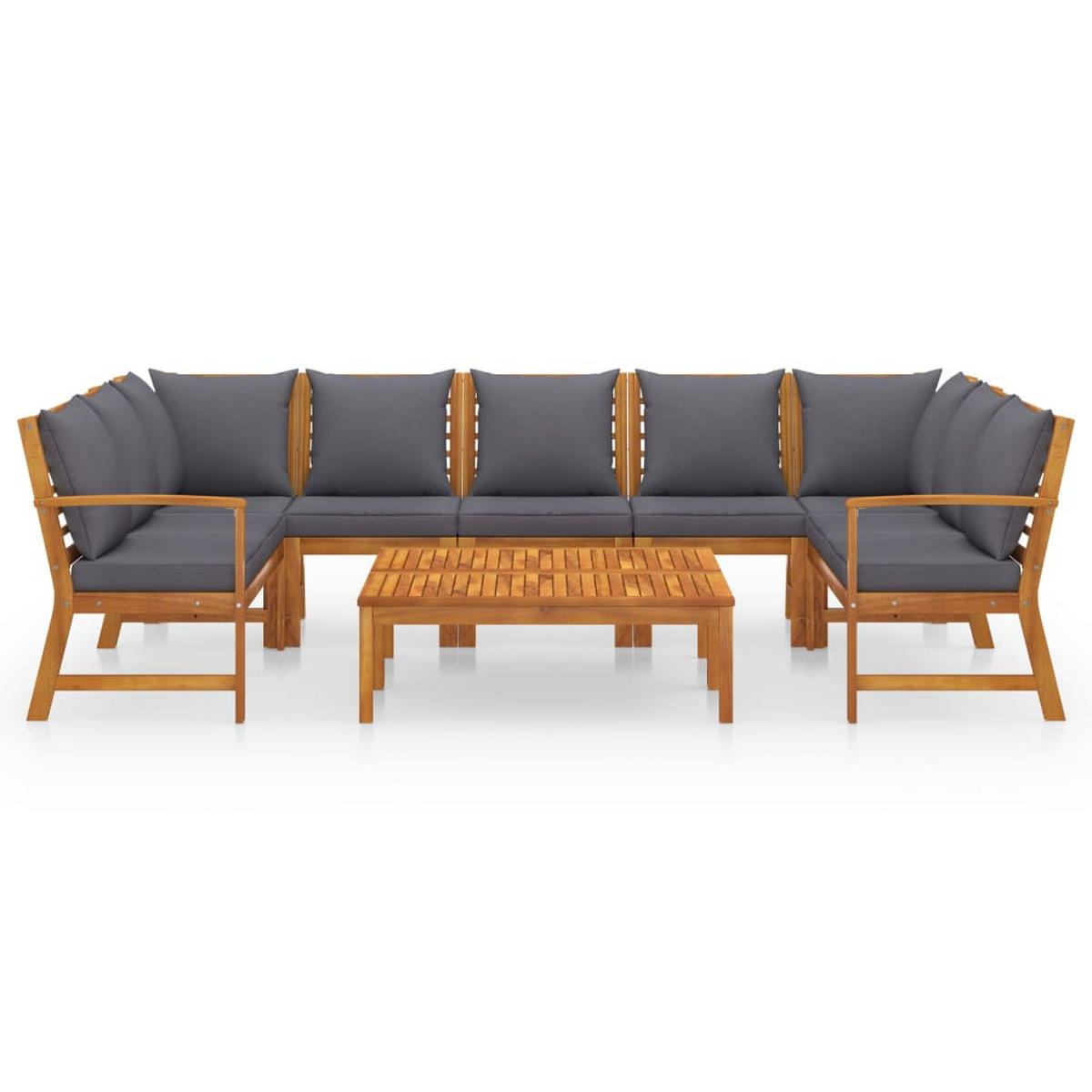 GARTENSET Reidhead 9-teilig - Grau, Holzwerkstoff - Nettlife