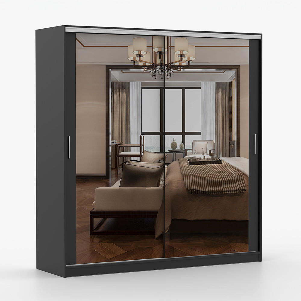 KLEIDERSCHRANK Tokyo M 203 cm, 203/215/58, 2-türig, schwarz - Schwarz, Holzwerkstoff (203/58/215cm) - imoebel24