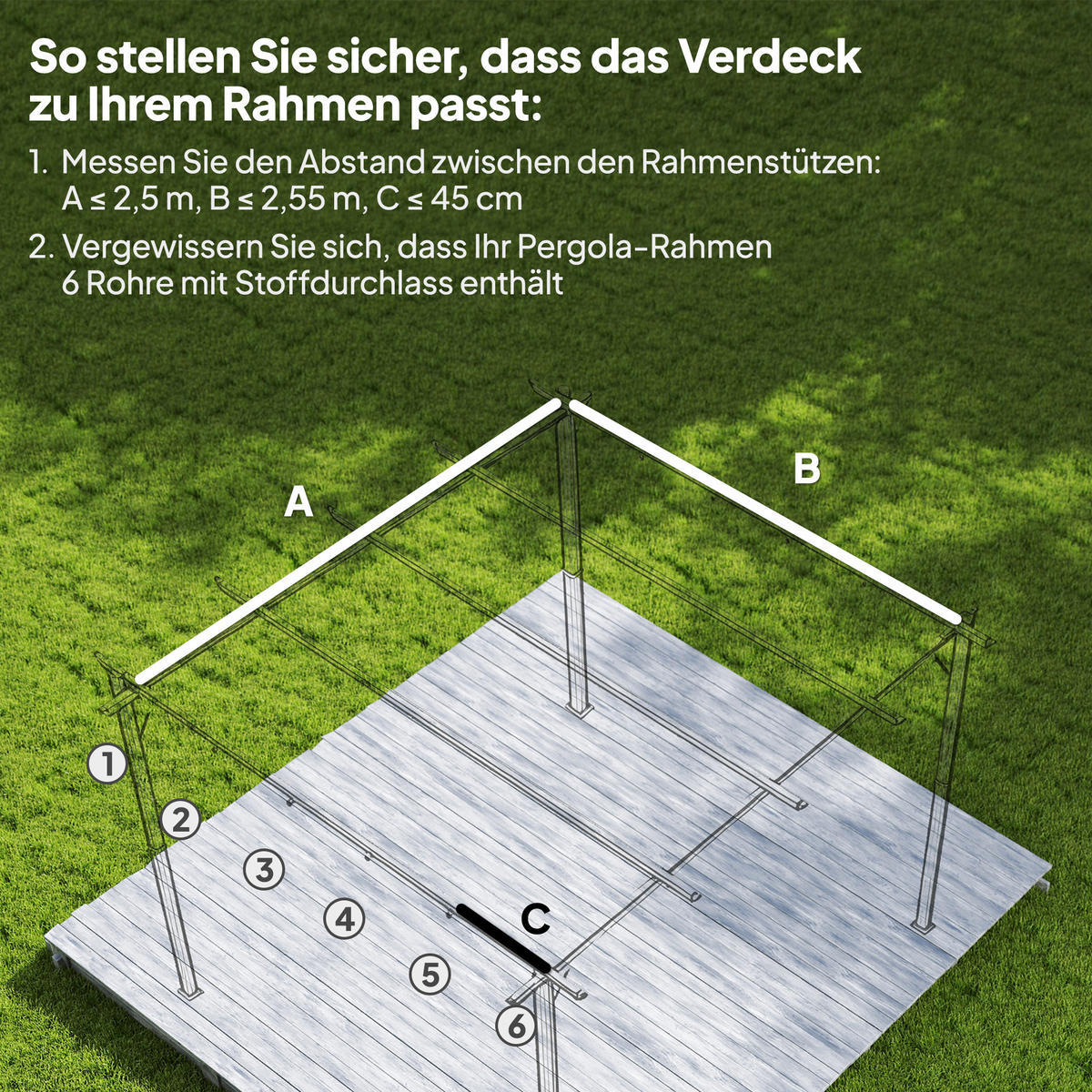 ERSATZDACH mit Regenabflusslöchern aus Polyester Kaffee - Braun, Textil (255/6/250cm) - Outsunny