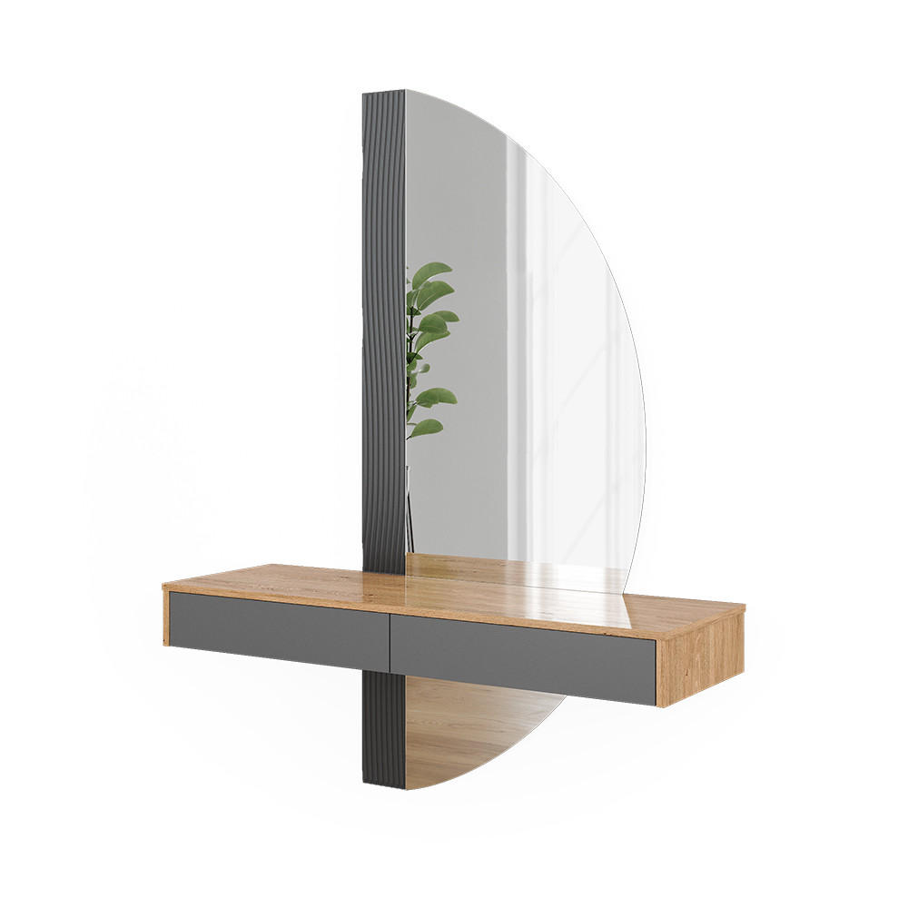 SCHMINKTISCH Melisa Grau 120 cm mit 2 Schubladen - Eichefarben/Grau, Holzwerkstoff (120/161.1/40cm) - Vicco