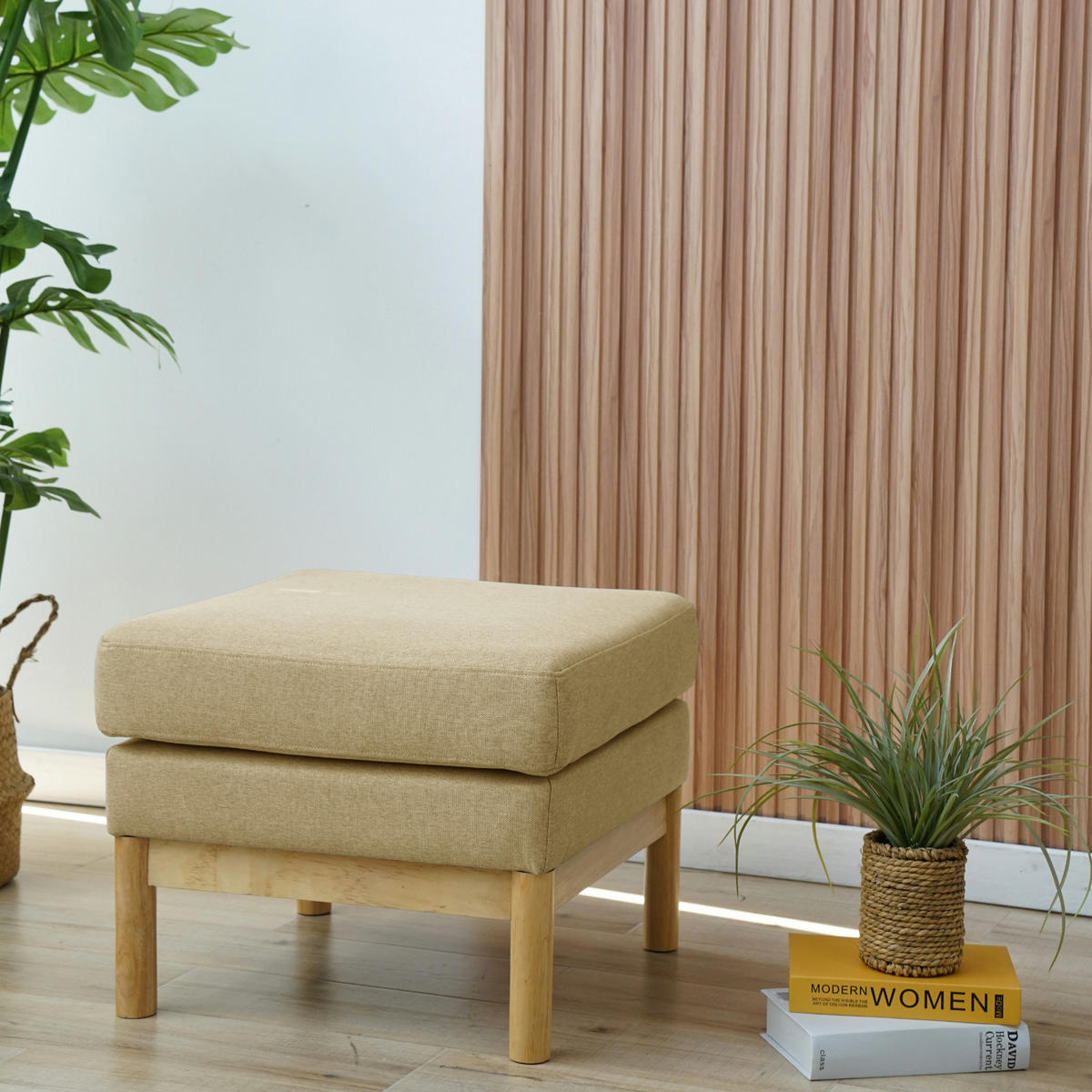 HOCKER HOLLY Beige/Natur - Beige, Textil (56/44/56cm) - SVITA