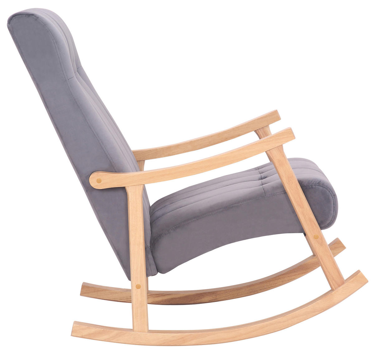 SCHAUKELSTUHL Sarti Samt, Gestell Kautschukholz natur Natura/Grau - Naturfarben/Grau, Holz/Textil (62/98/92cm) - TPFLiving