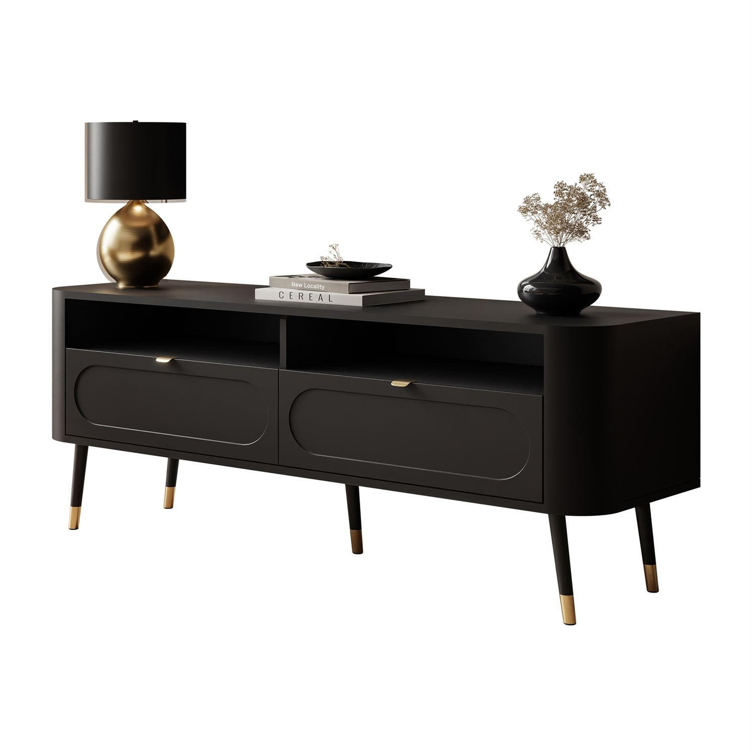 TV-SCHRANK SHADOW 2S mit Schubladen - Schwarz, Holzwerkstoff (138/53/40cm) - Lookway