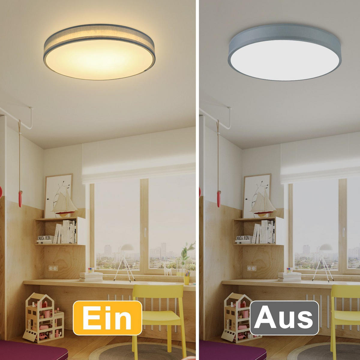 LED-DECKENLEUCHTE Debra 38/38/6 cm - Grün, Textil (38/38/6cm) - Nettlife