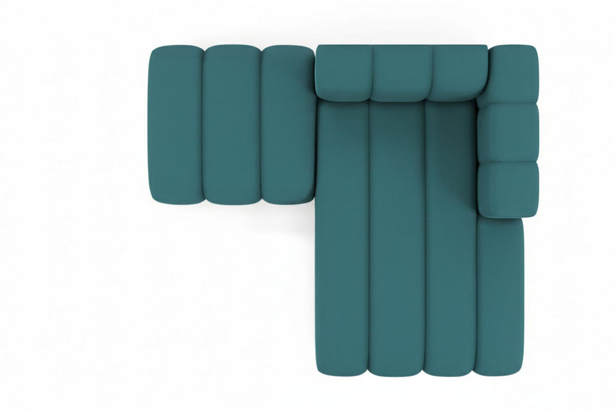 CHAISELONGUE Mit Hocker Grand, Veloursstoff Salvador, Azurblau, Rechts - Blau, Holz (204/179cm) - Kaiser Möbel