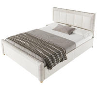 POLSTERBETT aus französischem Samt 140x200 cm Beige mit 2 Schubladen - Beige, Textil (140/200cm) - Modfu
